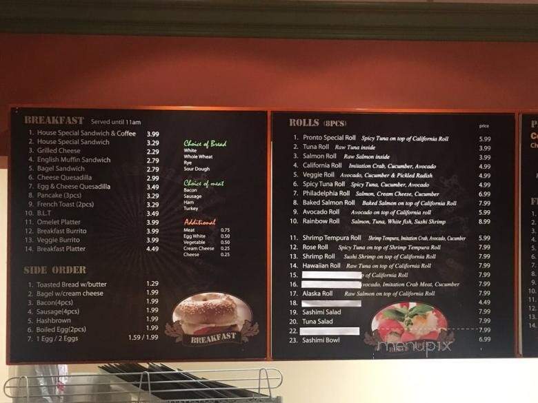 Pronto Caffe & Tea - Los Angeles, CA menu_pic