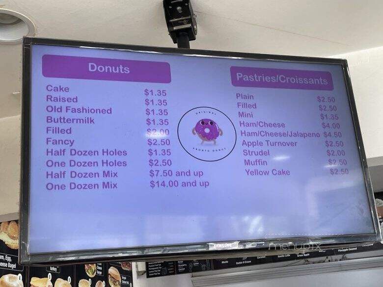 Pronto Donuts - Monterey Park, CA menu_pic