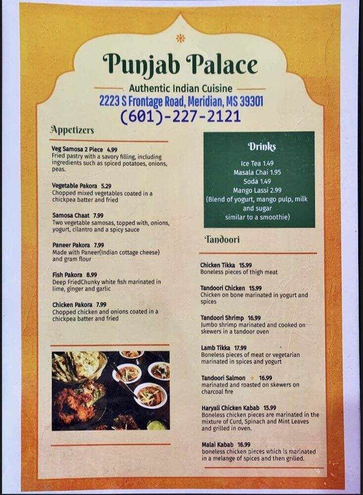 Punjab Palace - Meridian, MS menu_pic