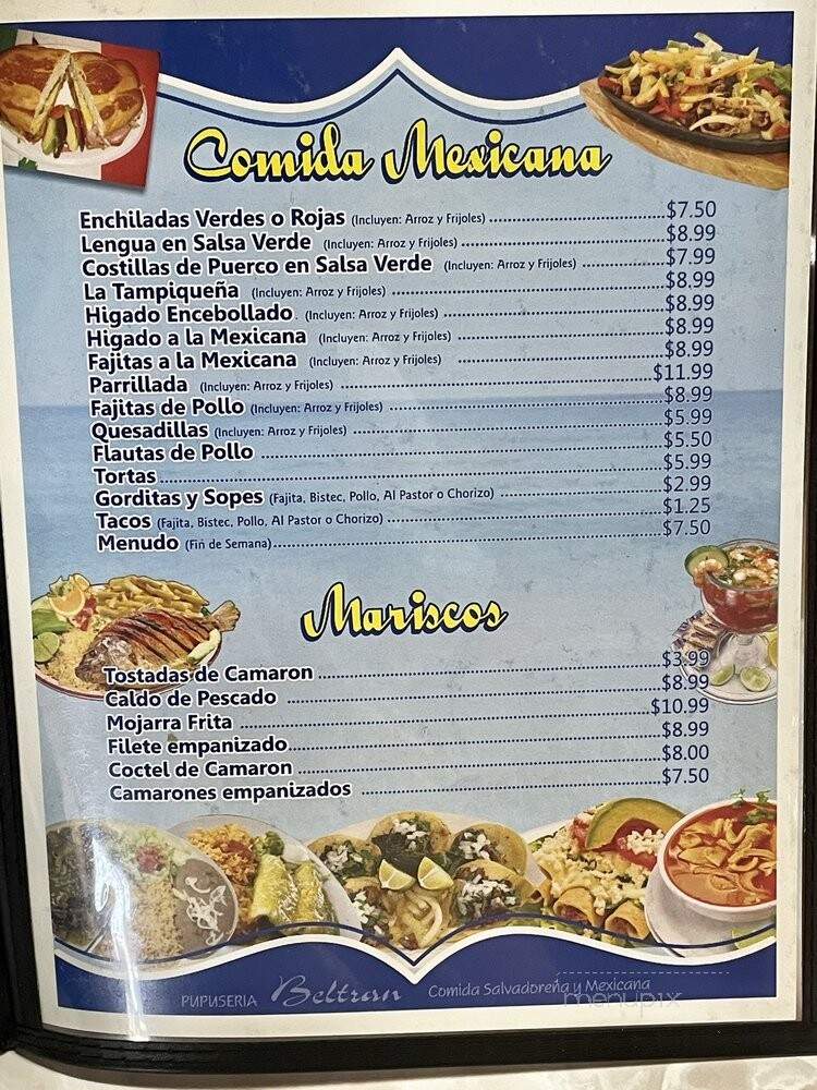 Pupuseria Beltran - Dallas, TX menu_pic