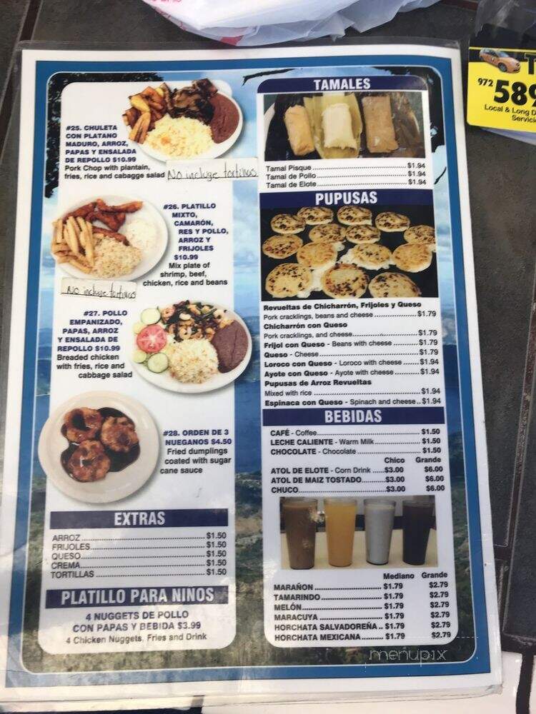 Pupuseria La Unica Autentica - Dallas, TX menu_pic