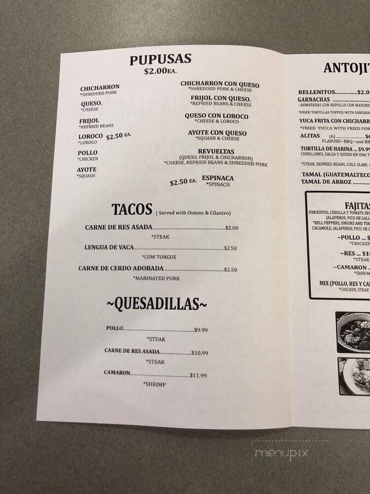 Pupuseria Marelyn - Chattanooga, TN menu_pic