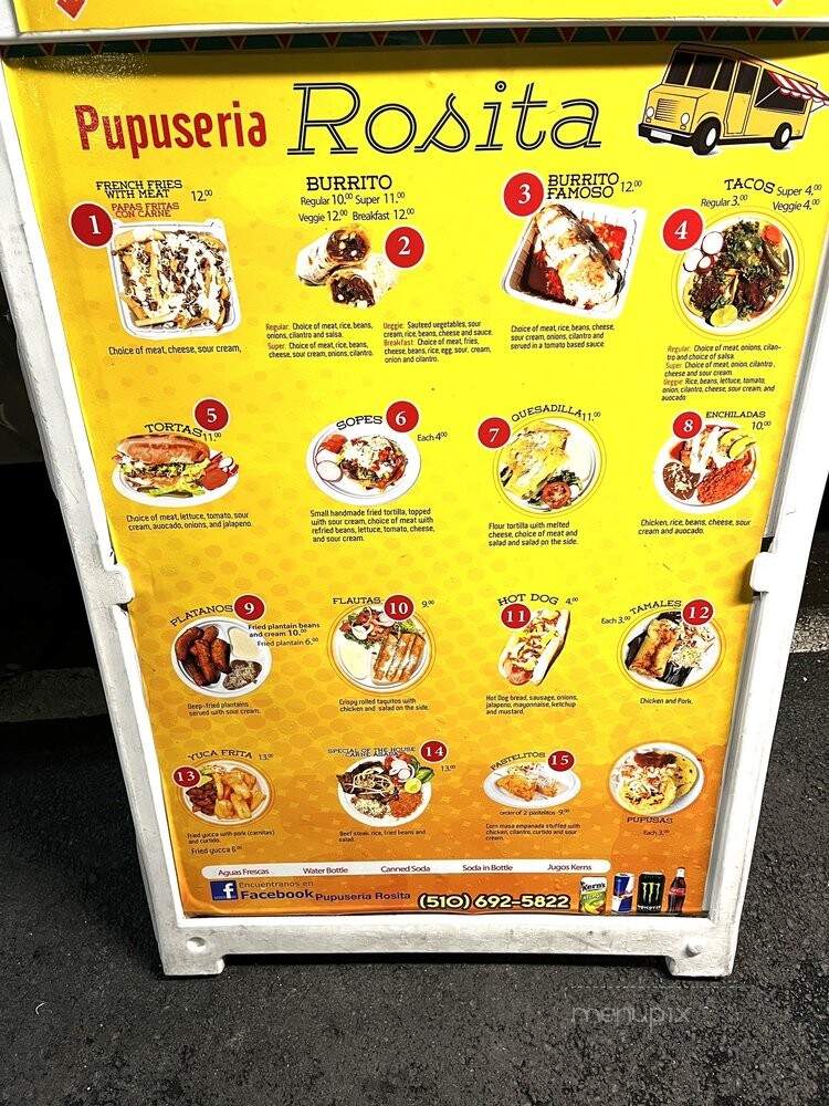 Pupuseria Rosita - Oakland, CA menu_pic