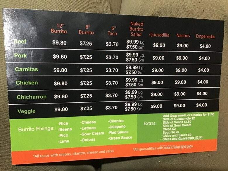 Pura Vida Ville - Rochester, NY menu_pic