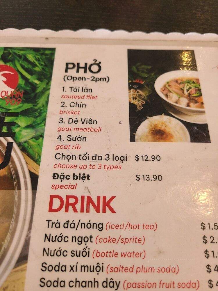 Quan An 909 - Garden Grove, CA menu_pic