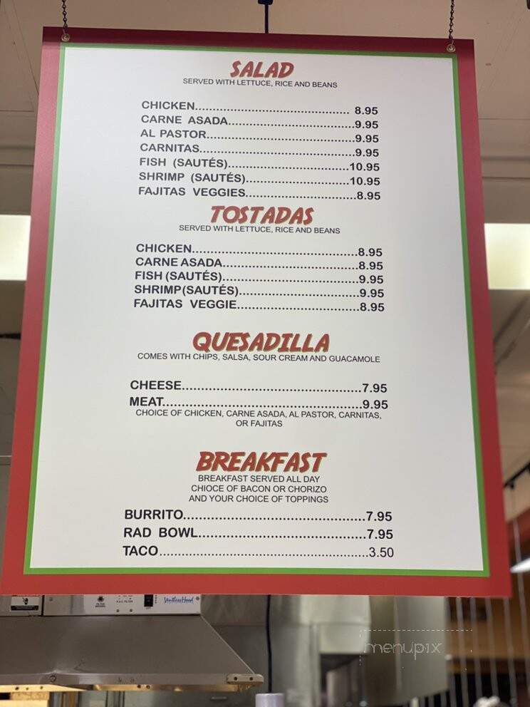 Rad Tacos - Irvine, CA menu_pic