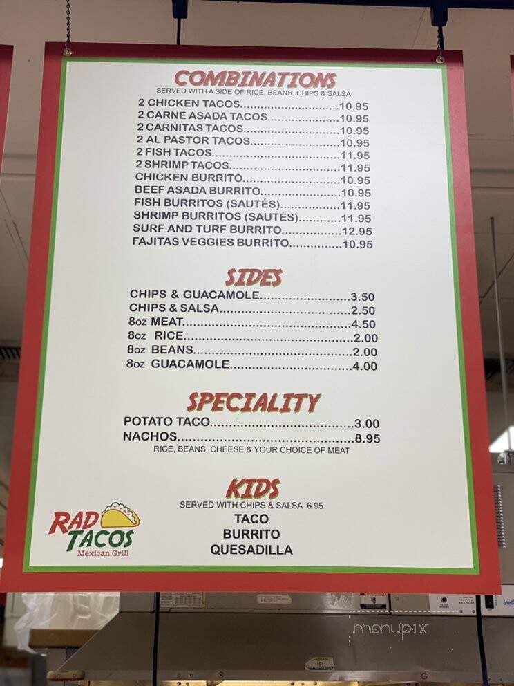 Rad Tacos - Irvine, CA menu_pic
