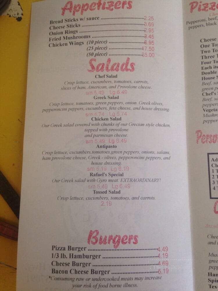Rafael's Italian Restaurant - Lewisburg, TN menu_pic
