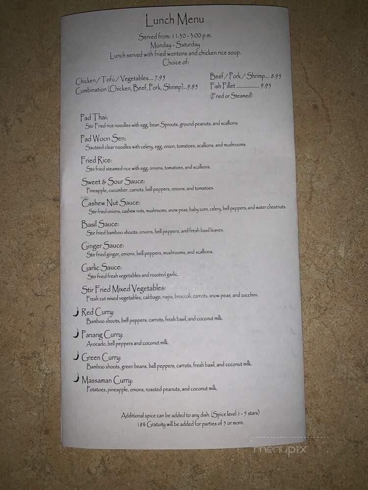 Rakong Thai - Covington, LA menu_pic