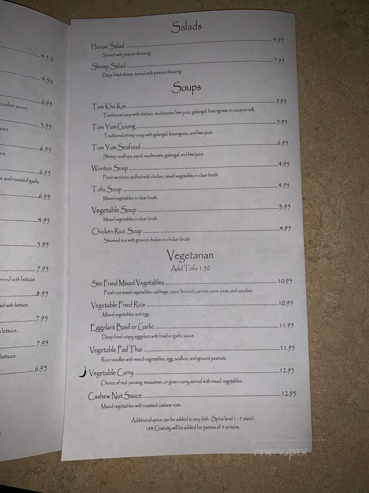 Rakong Thai - Covington, LA menu_pic