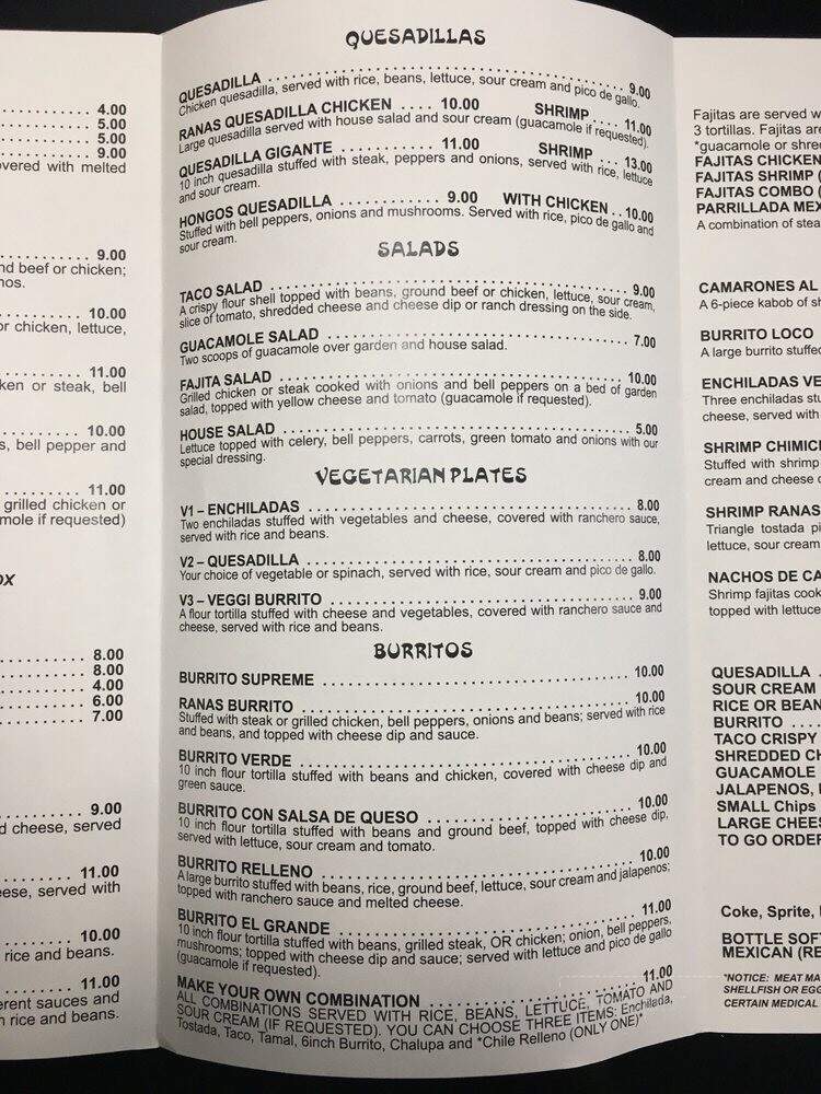 Ramas Mexican Restaurant - Lincoln, AL menu_pic
