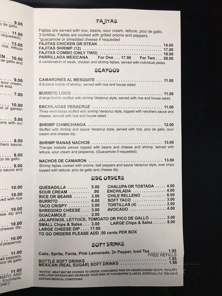 Ramas Mexican Restaurant - Lincoln, AL menu_pic