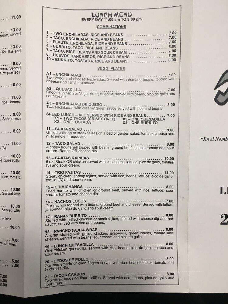 Ramas Mexican Restaurant - Lincoln, AL menu_pic