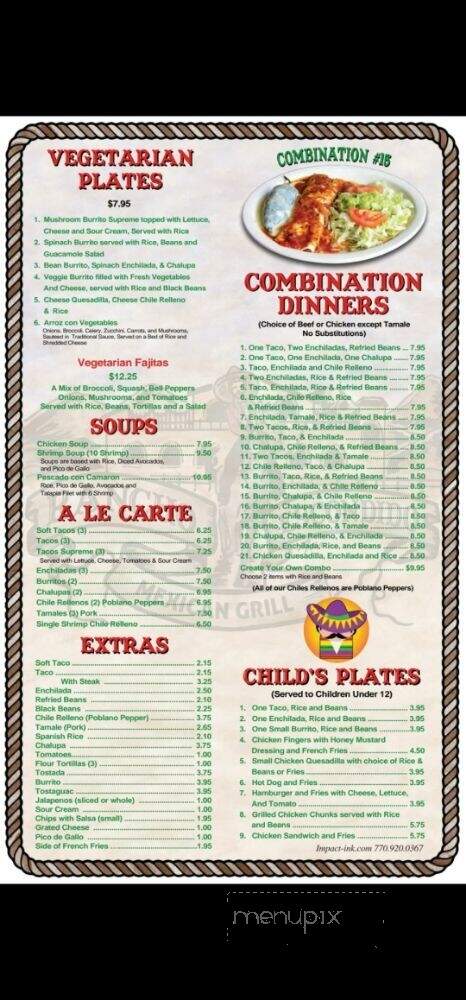 Rancho Escondido Mexican Grill - Alabaster, AL menu_pic