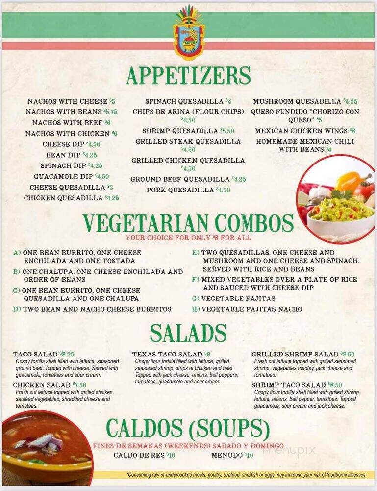 Rancho Nuevo Mexican Bar and Grill - North Liberty, IA menu_pic