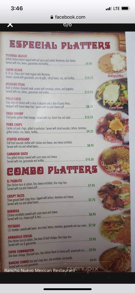 Rancho Nuevo - San Antonio, TX menu_pic