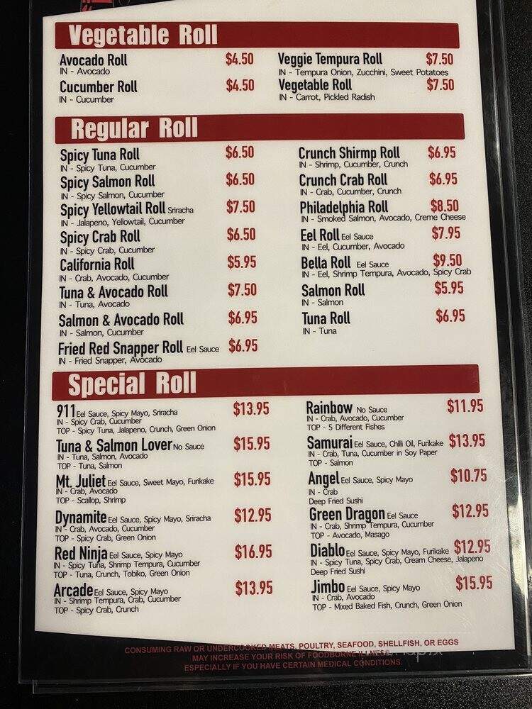 Red Ninja Sushi & Korean - Old Hickory, TN menu_pic