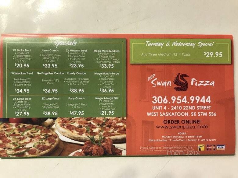 Red Swan Pizza - Saskatoon, SK menu_pic