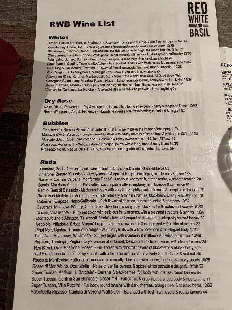 Red White and Basil - Rehoboth Beach, DE menu_pic
