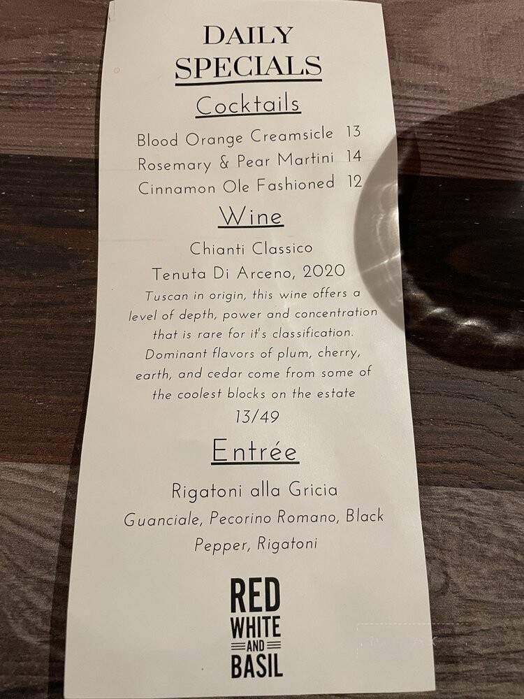 Red White and Basil - Rehoboth Beach, DE menu_pic