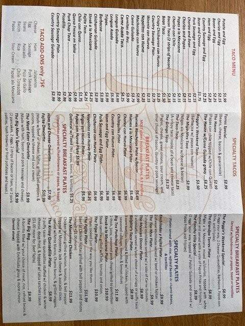 Reggies Tex Mex Cafe - San Antonio, TX menu_pic