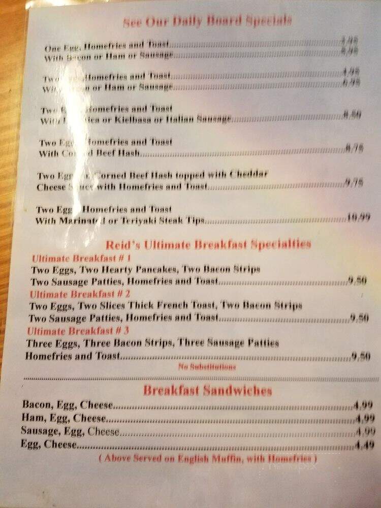 Reid's Steakhouse - Brockton, MA menu_pic