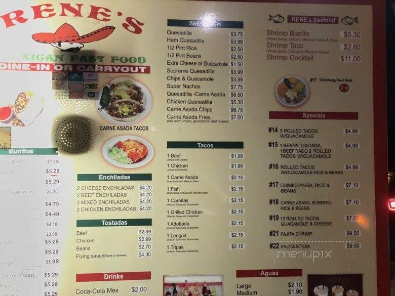 Rene's Mexican Restaurant - Wichita, KS menu_pic