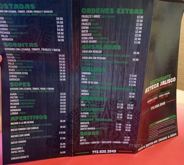 Restaurante Azteca Jalisco - Chicago, IL menu_pic