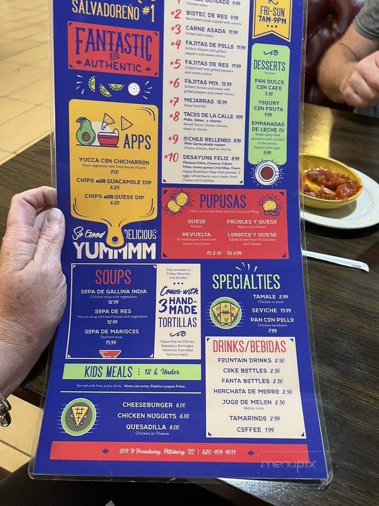 Restaurante Salvadoreno #1 - Pittsburg, KS menu_pic