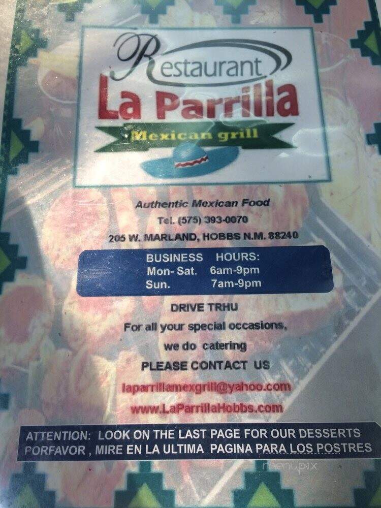 Tacos La Parrilla - Hobbs, NM menu_pic