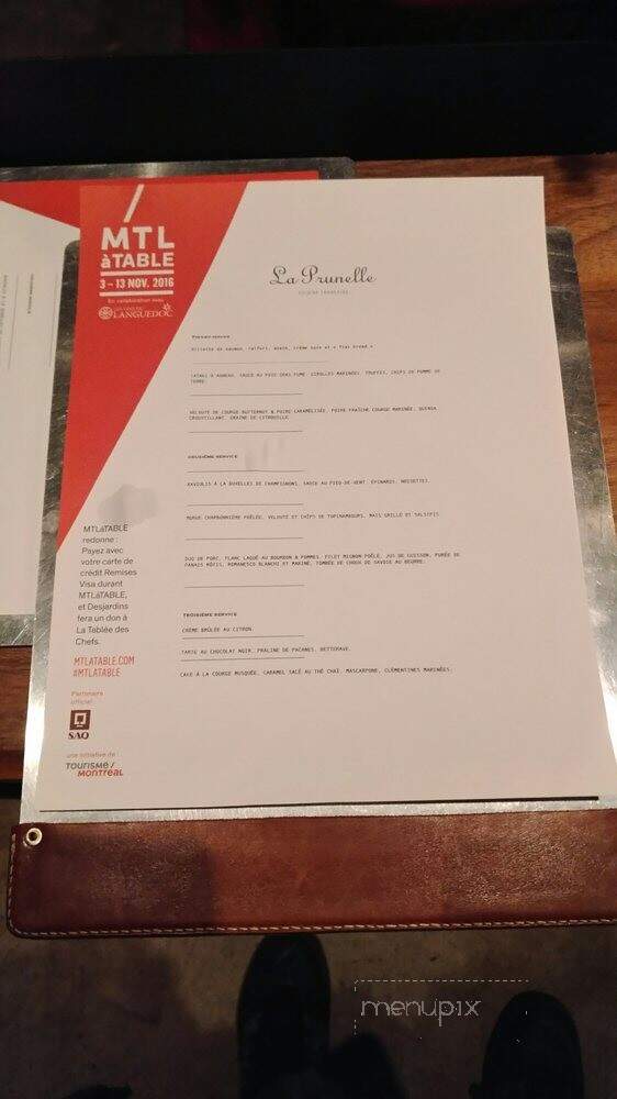 Restaurant La Prunelle - Montreal, QC menu_pic