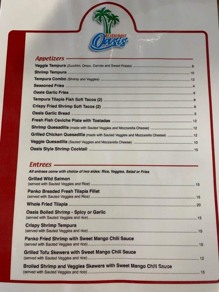 Restaurant Oasis - West Sacramento, CA menu_pic