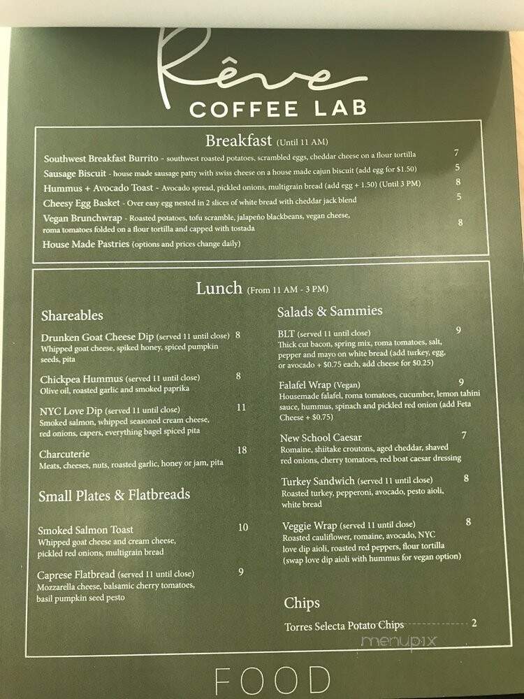 Reve Coffee Lab - Baton Rouge, LA menu_pic