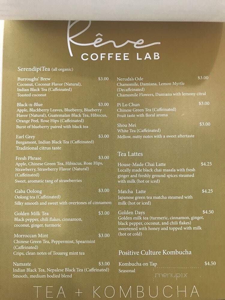 Reve Coffee Lab - Baton Rouge, LA menu_pic