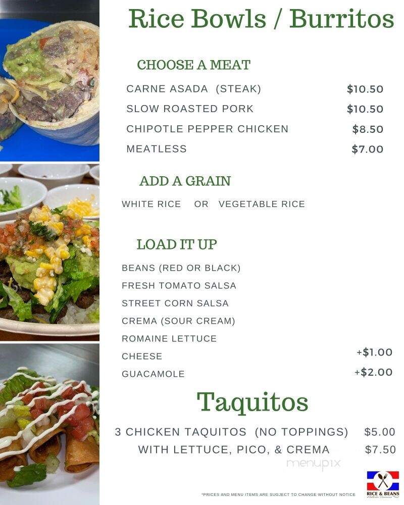 Rice & Beans - Salem, NH menu_pic
