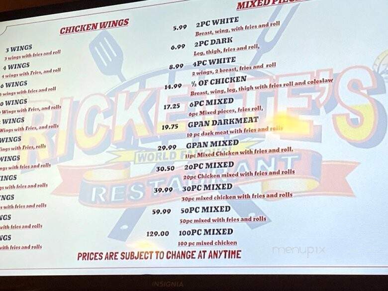 Rickette's - Chicago, IL menu_pic
