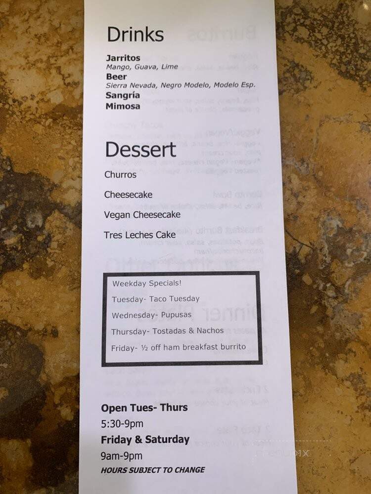 Rico's Taqueria - Grass Valley, CA menu_pic