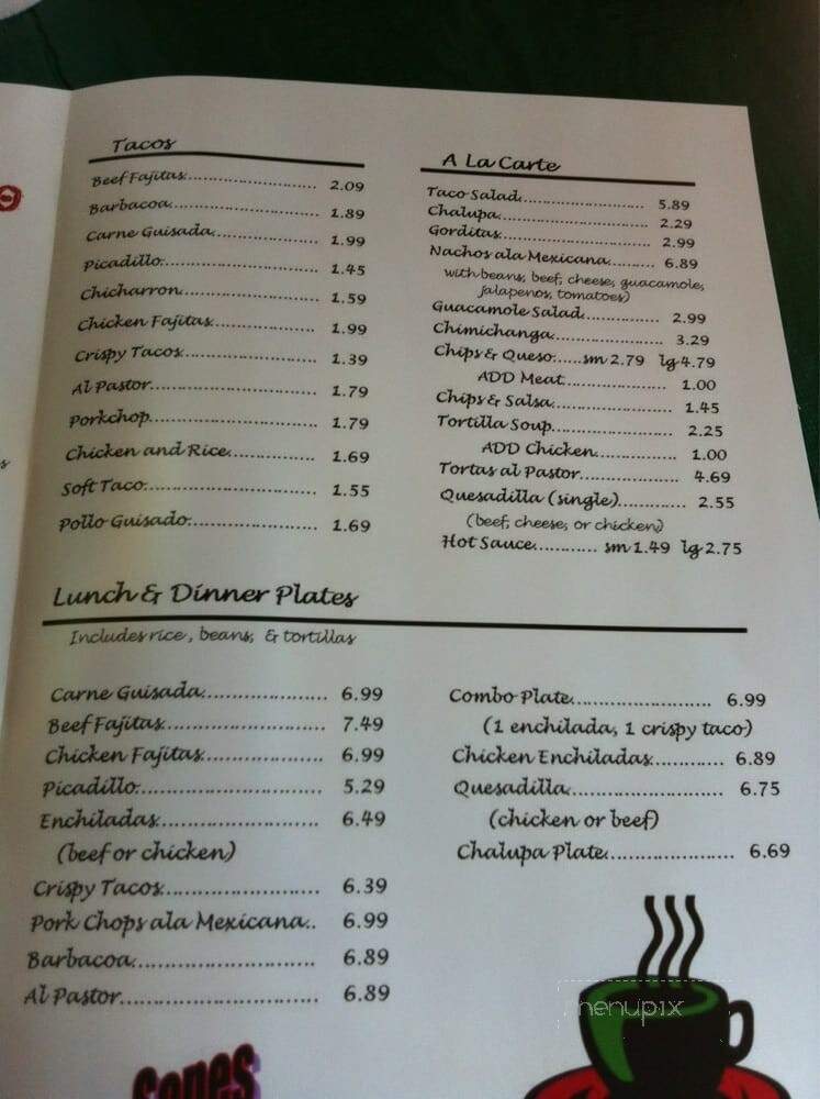 Rio Bravo Mexican Cafe - Georgetown, TX menu_pic