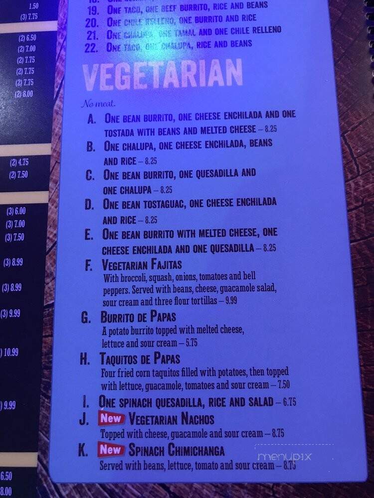 Chalupa Mexican Cuisine - Burnsville, NC menu_pic