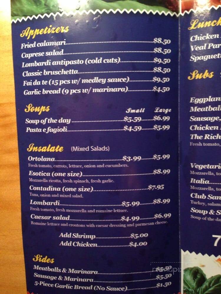 Ristorante Lombardi - Sun of Tuscany - Port St Lucie, FL menu_pic