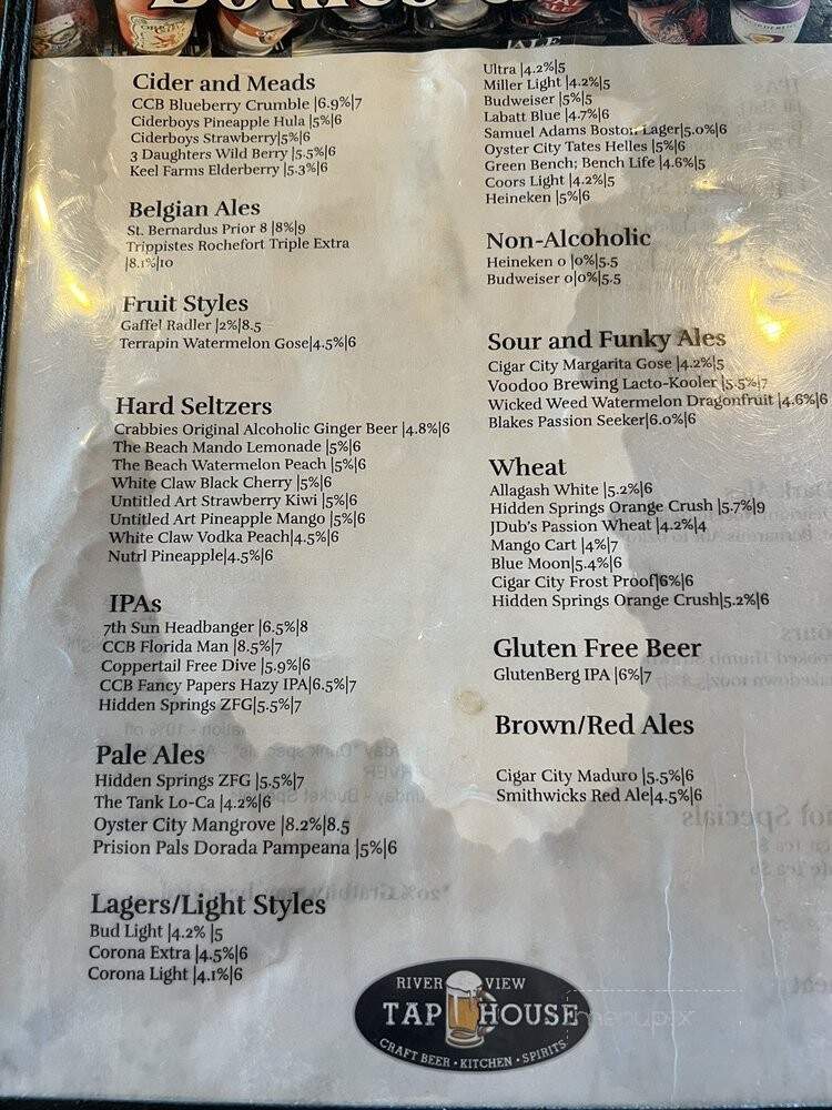 Riverview Tap House - Gibsonton, FL menu_pic