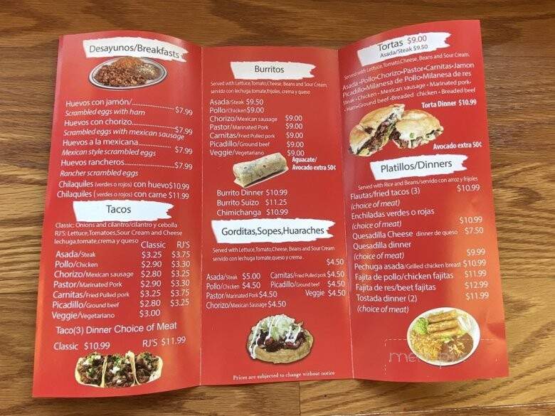 RJ's Mexican Grill - Chicago, IL menu_pic