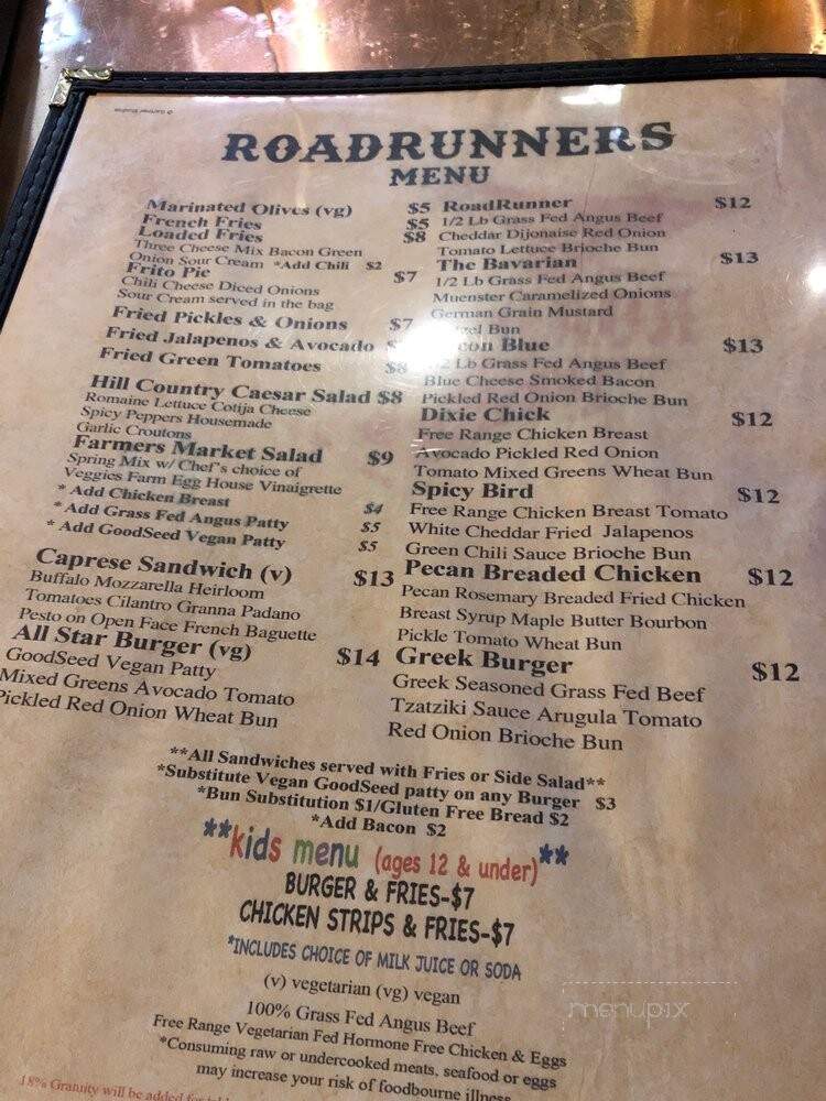 Roadrunners Kitchen & Spirits - Dripping Springs, TX menu_pic