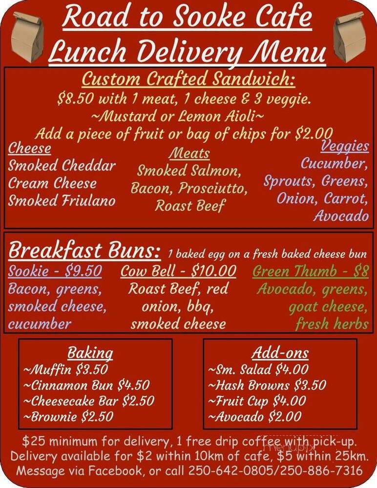 Road to Sooke Cafe - Sooke, BC menu_pic