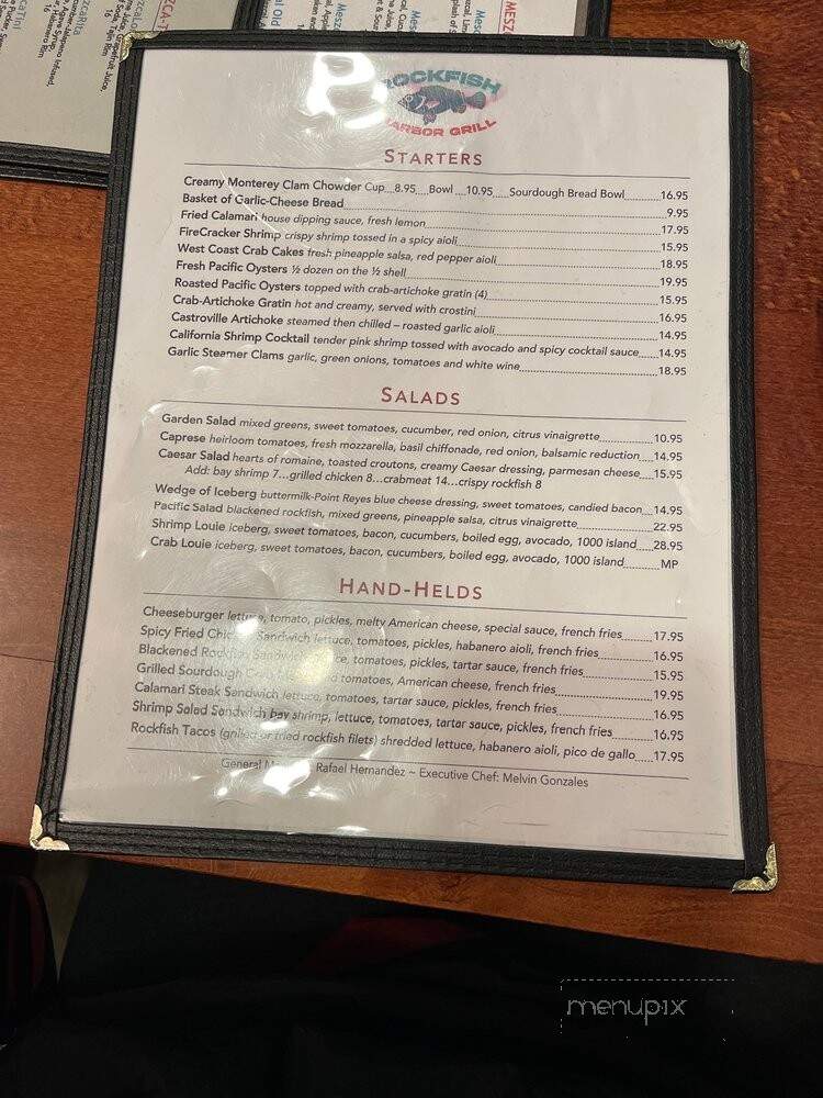 Rockfish Harbor Grill - Monterey, CA menu_pic