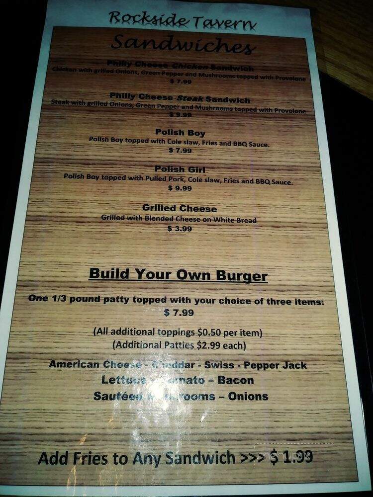 Rockside Tavern Bar & Grill - Cleveland, OH menu_pic