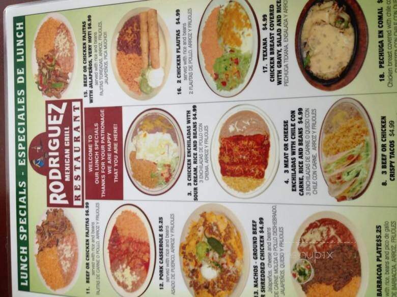 Rodriguez Mexican Grill - Dallas, TX menu_pic