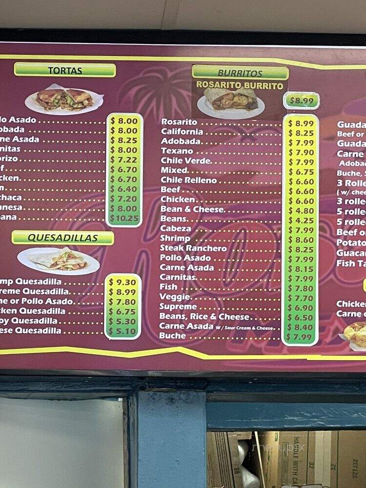 Rosarito's Mexican Food - La Mesa, CA menu_pic