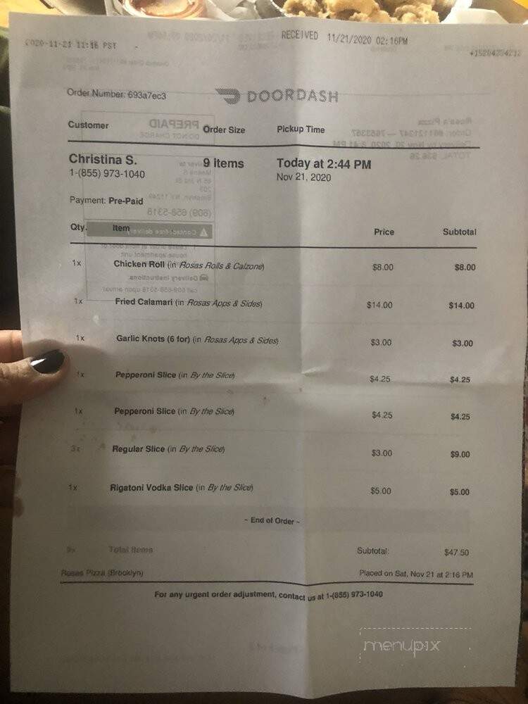 Rosa 2 Pizzeria - Middle Village, NY menu_pic