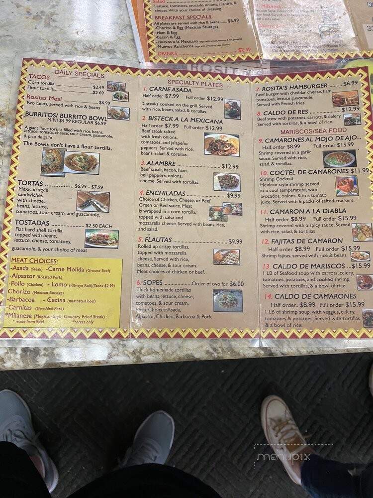 Rosita's - Willmar, MN menu_pic